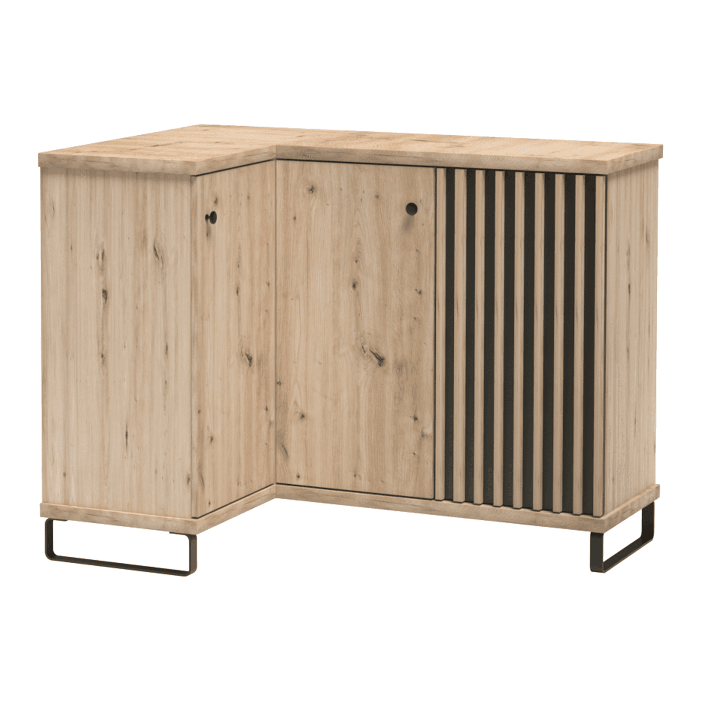 Komoda narożna Norvian 123 cm Dąb Artisan + Czarny