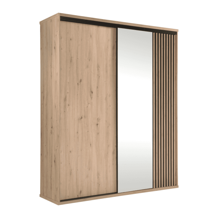 Szafa z lustrem Norvian 179 cm Dąb Artisan + Czarny