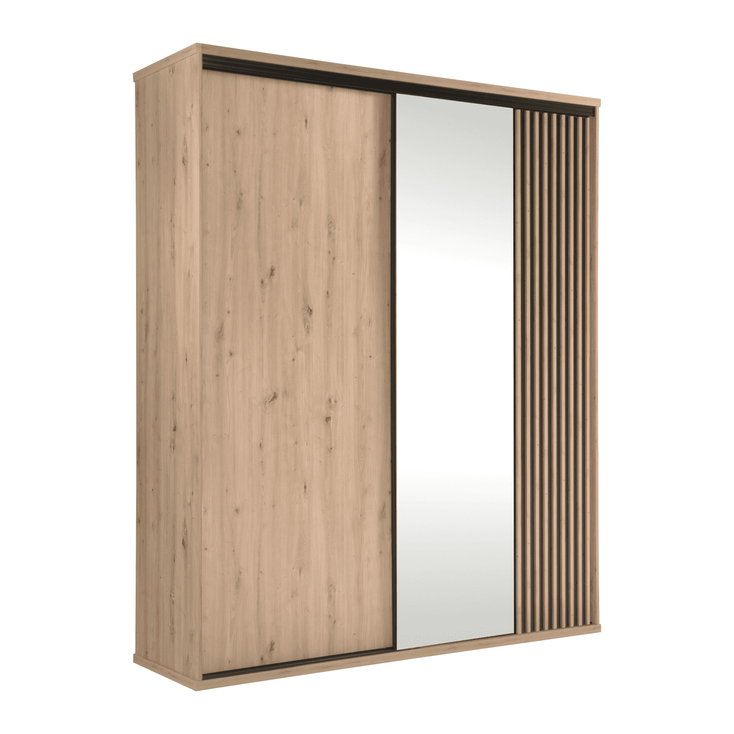 Szafa z lustrem Norvian 179 cm Dąb Artisan + Czarny