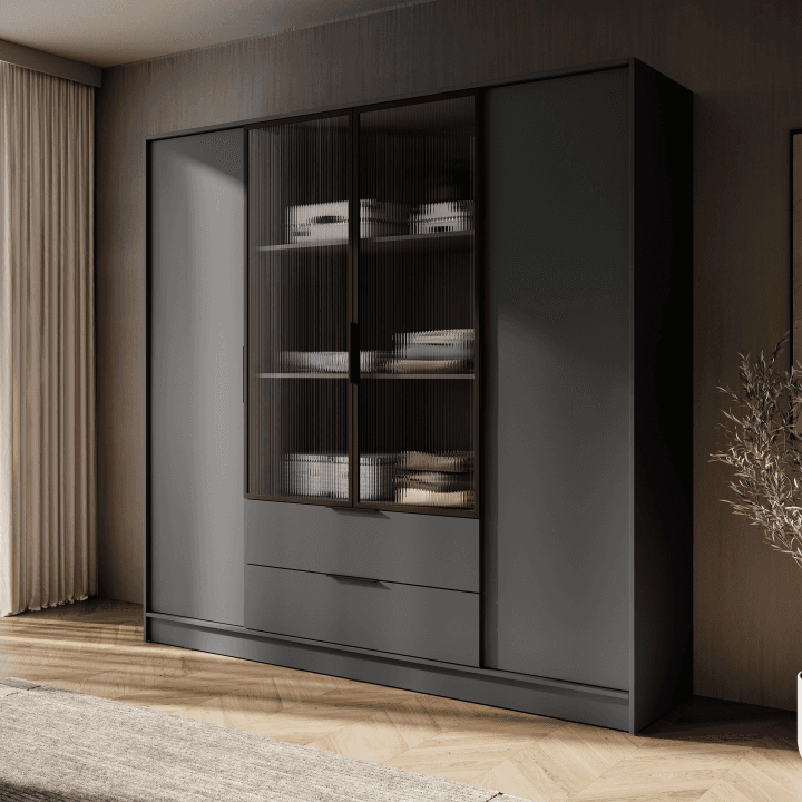 Szafa Melly 4DRM polki grafit - zdjęcie 2