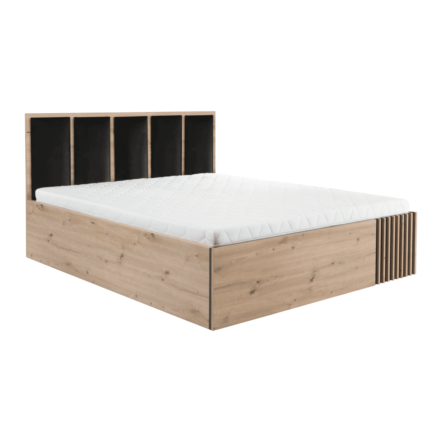Łóżko Norvian Dąb Artisan + Czarny