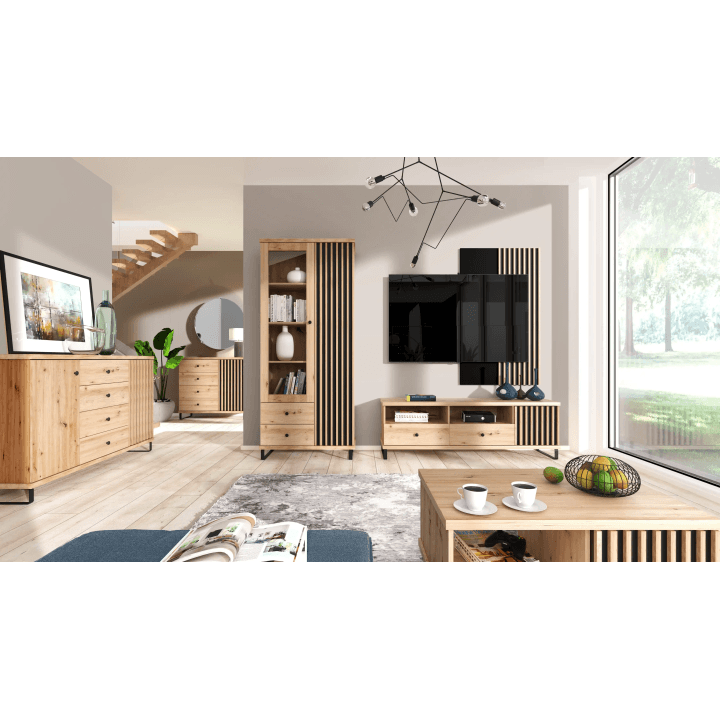 Lustro Norvian 120 cm Dąb Artisan + Czarny - zdjęcie 2