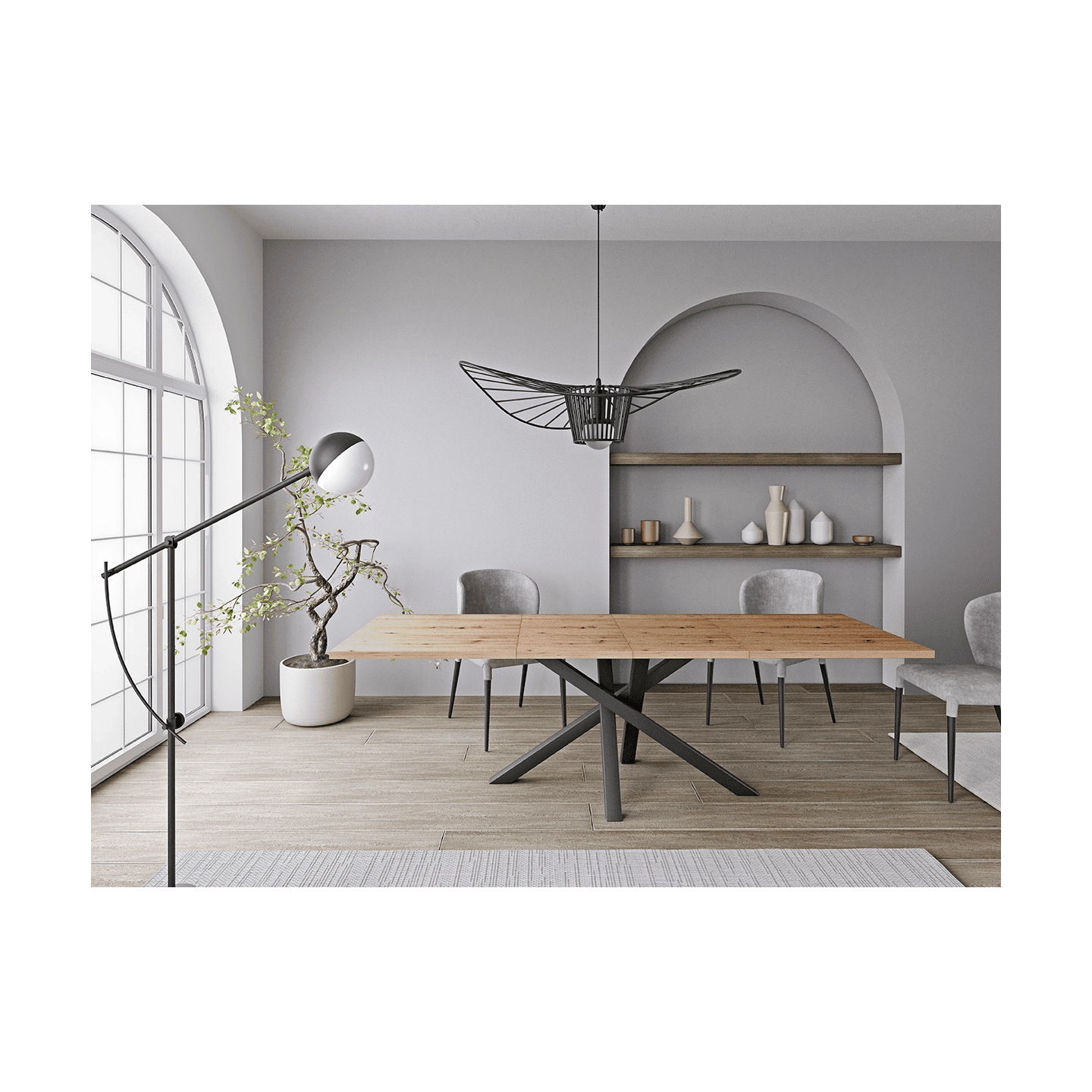 Stół Norvian 120-160 cm Dąb Artisan + Czarny