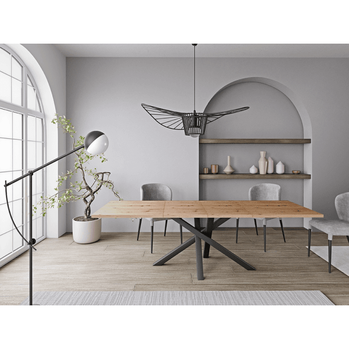 Stół duży Norvian 160-260 cm Dąb Artisan + Czarny - zdjęcie 2