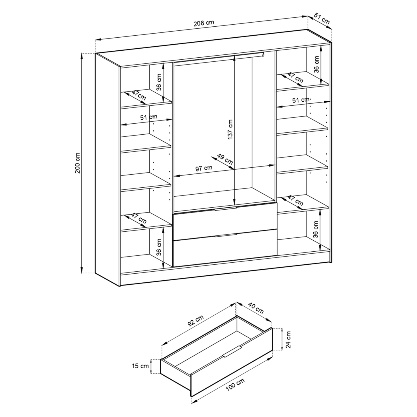 Szafa Bella 4D szary