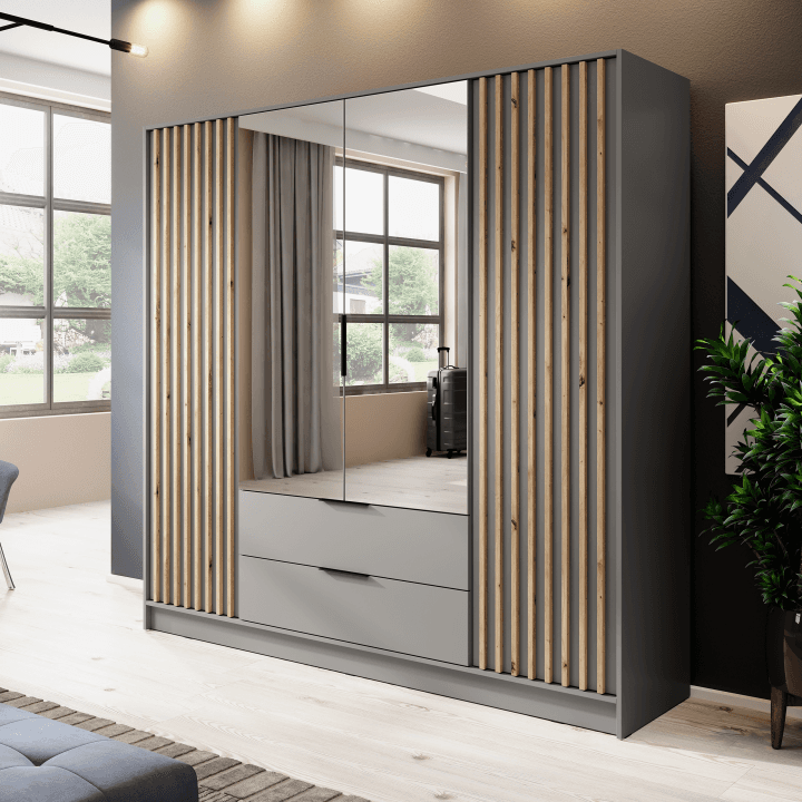 Szafa Bella 4D z lustrem szara - zdjęcie 2