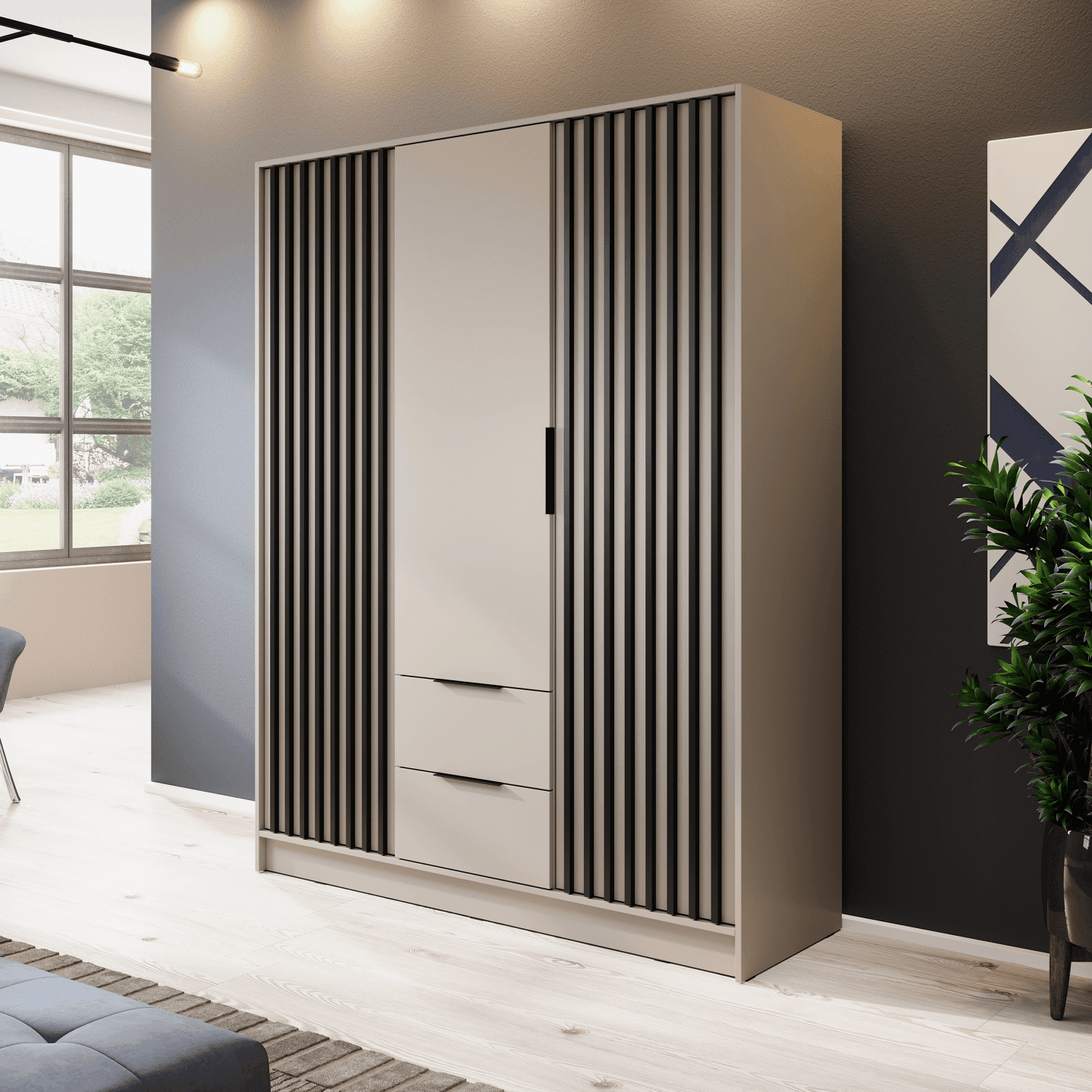 Szafa Bella 155 x 200 cm kaszmir, lamele