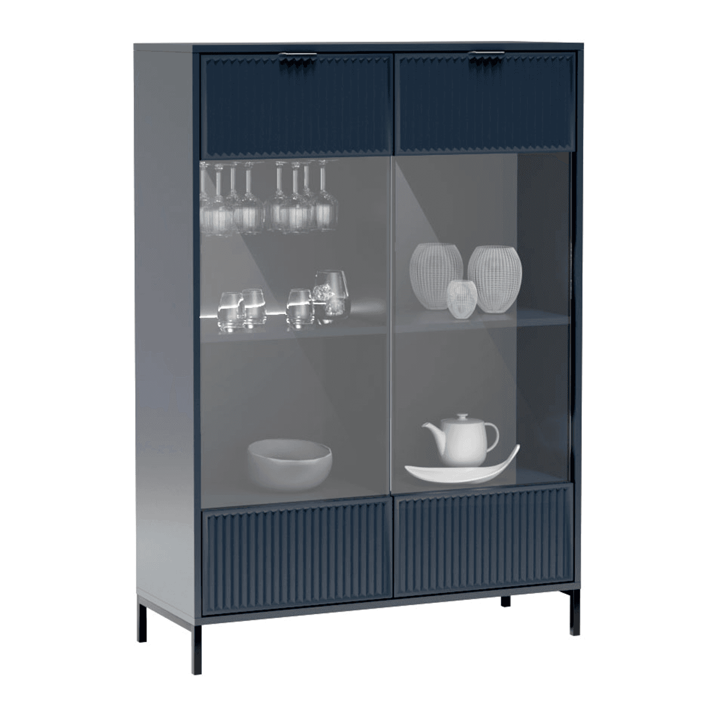 Witryna Delvani 105 cm Indygo