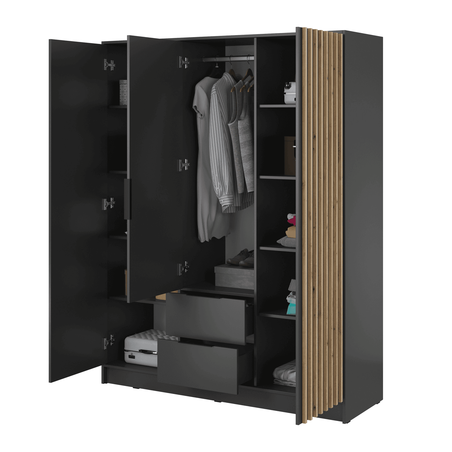 Szafa Bella 155 x 200 cm grafit, lamele