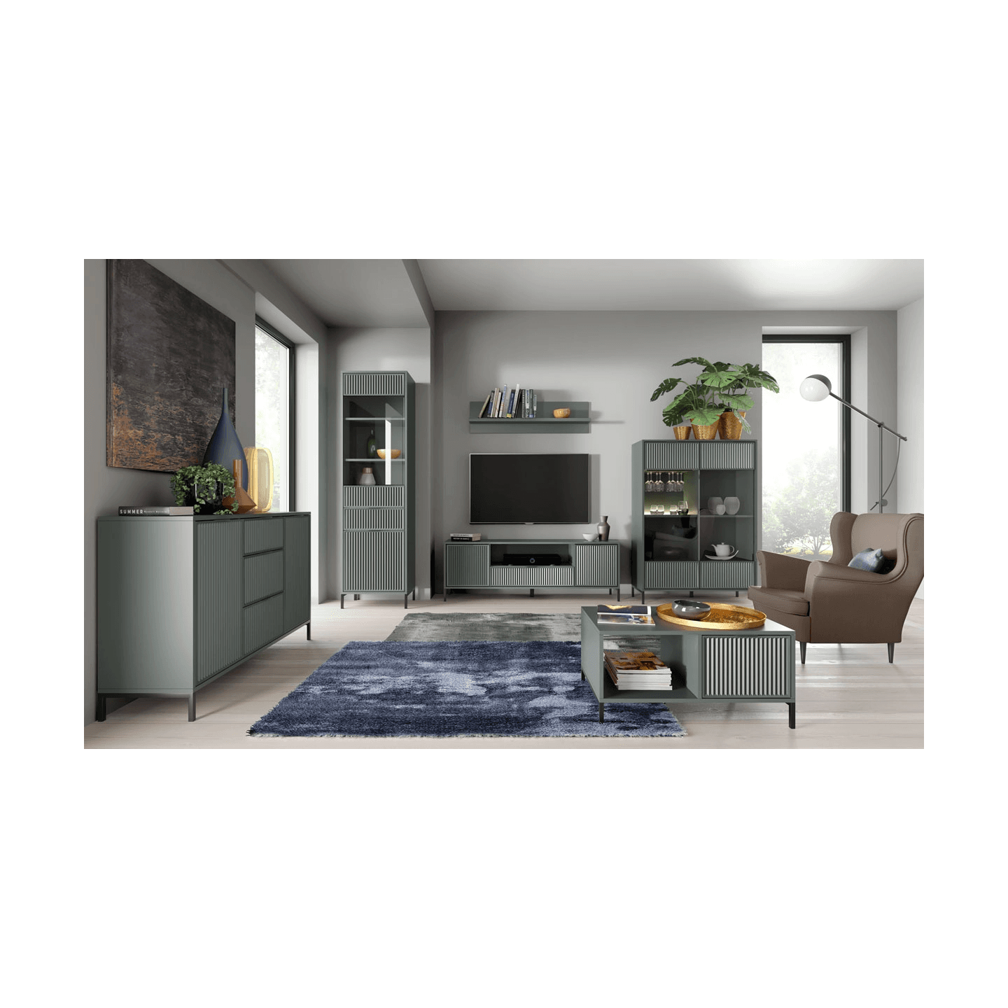 Witryna Delvani 105 cm Stone Green