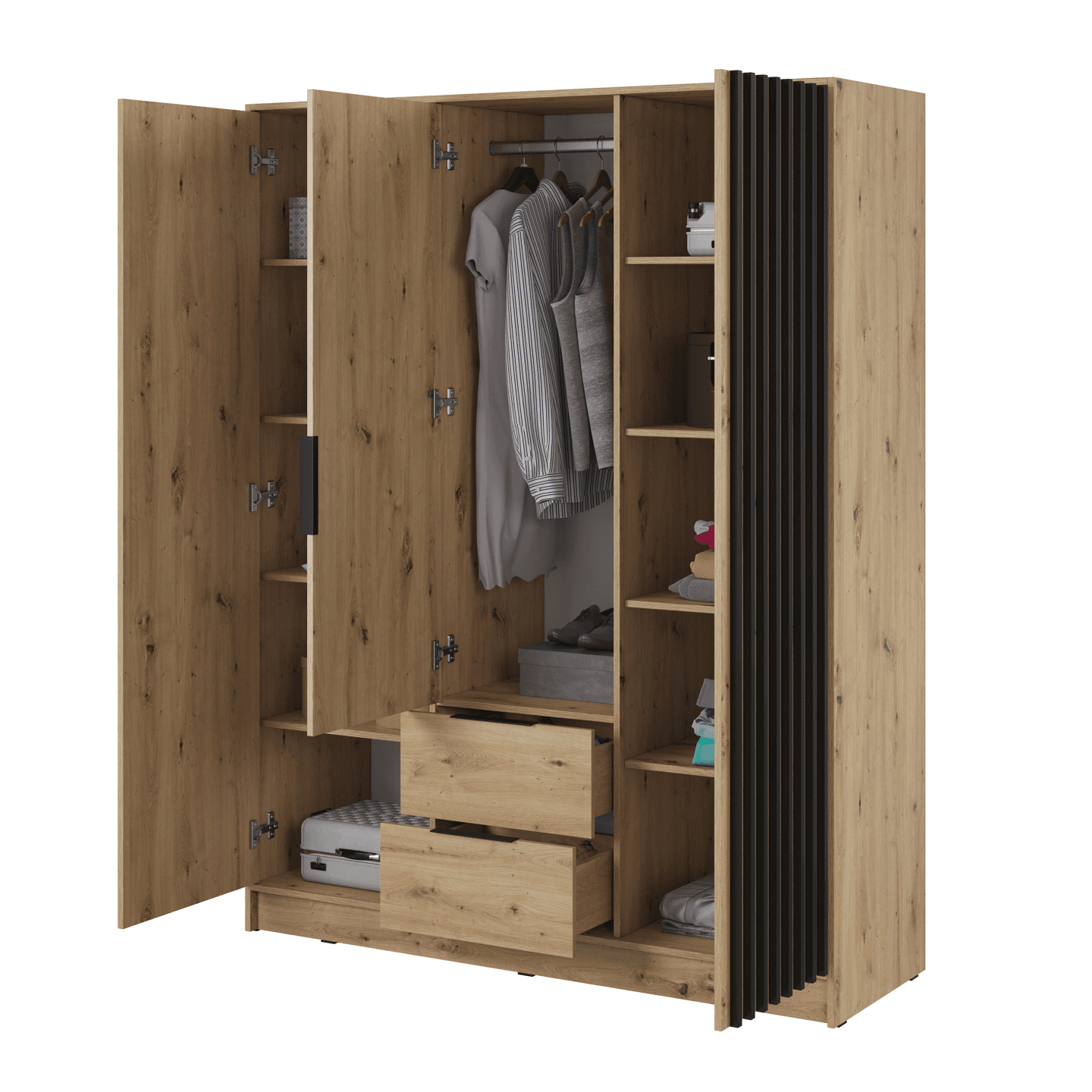 Szafa Bella 155 x 200 cm dąb artisan, lamele