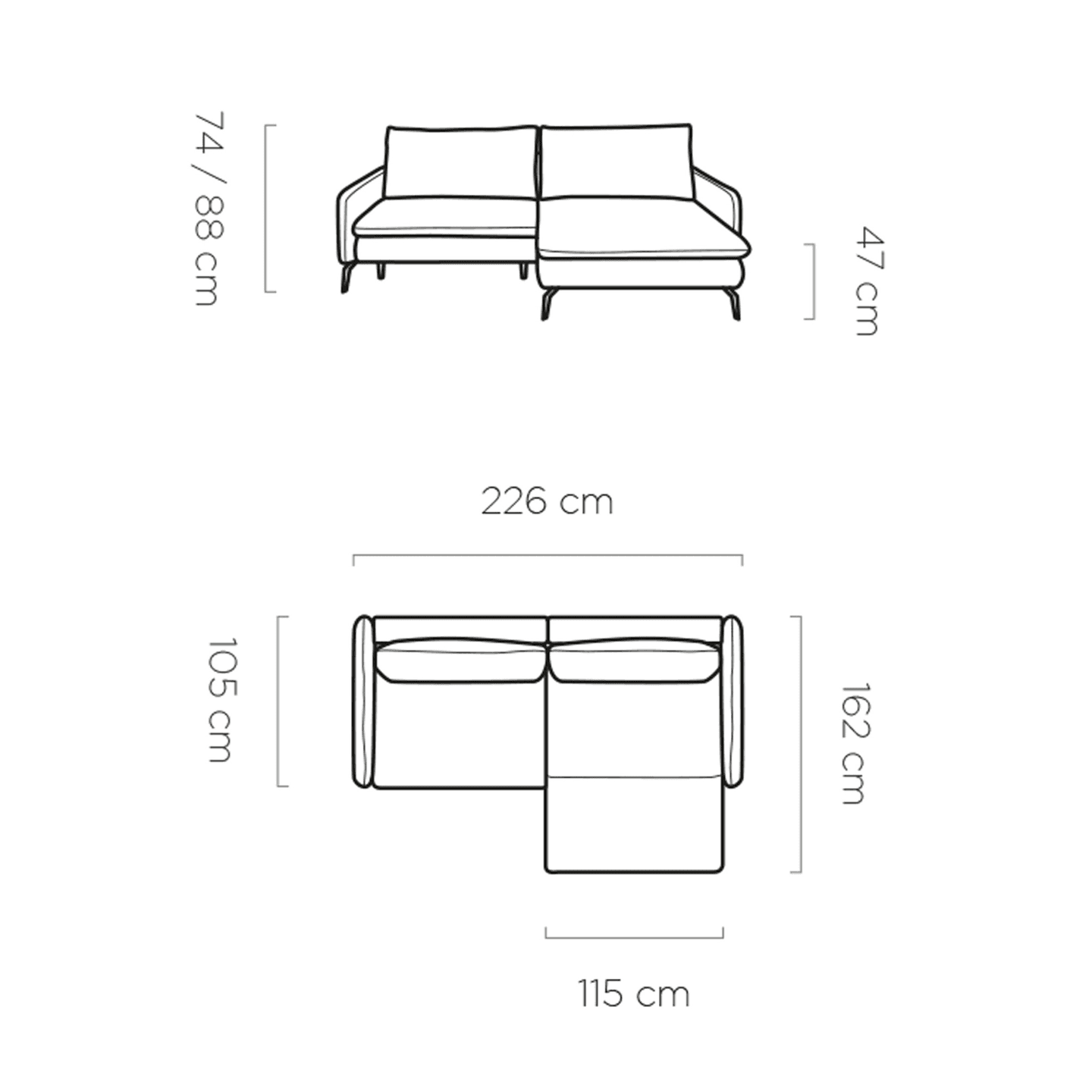 Narożnik Glossy Tkanina Cloud 3 Strona lewa
