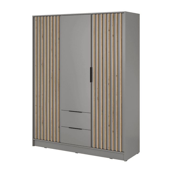 Szafa Bella 155 x 200 cm szara, bez lustra, lamele