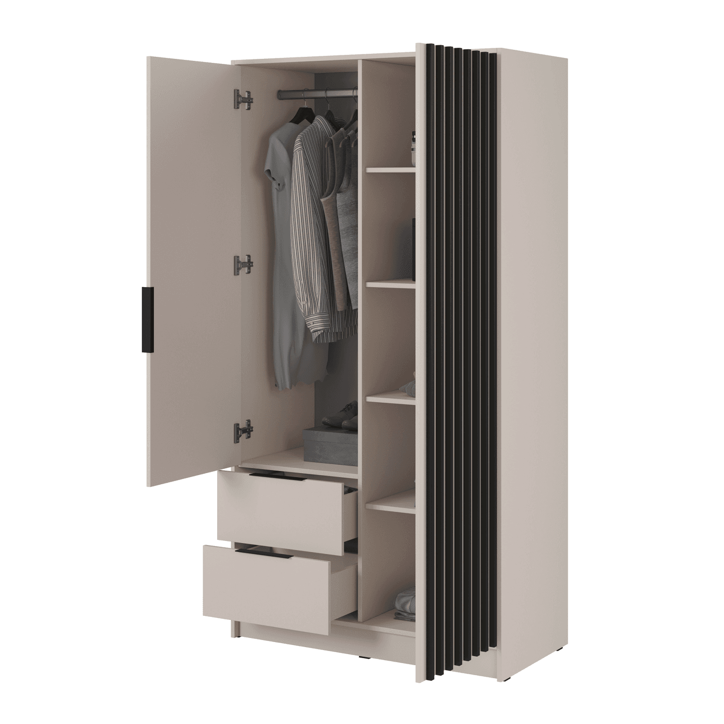 Szafa Bella 105 x 200 cm kaszmir, bez lustra, lamele