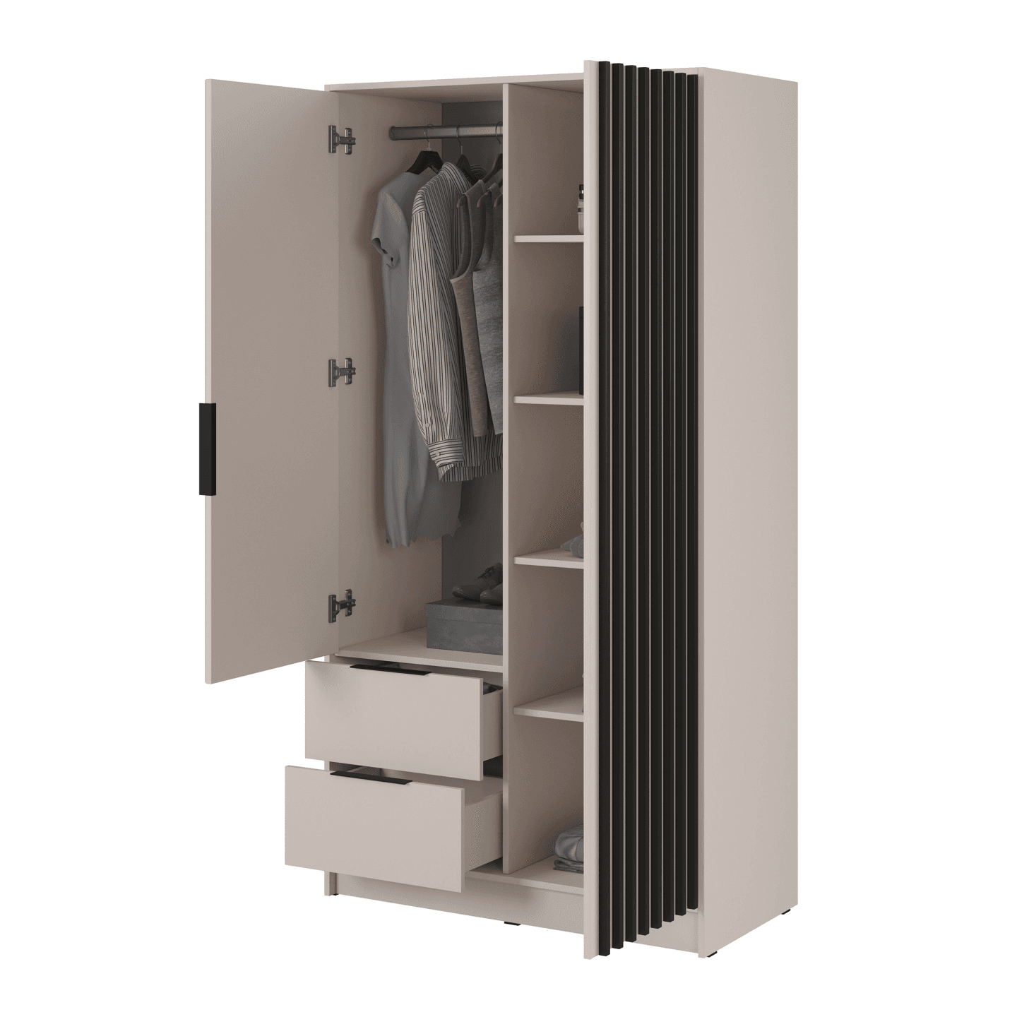 Szafa Bella z lustrem, kaszmir, lamele 105 x 200 cm