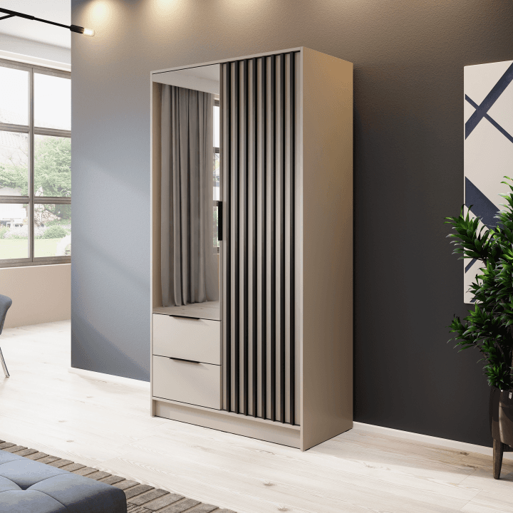 Szafa Bella z lustrem, kaszmir, lamele 105 x 200 cm - zdjęcie 2