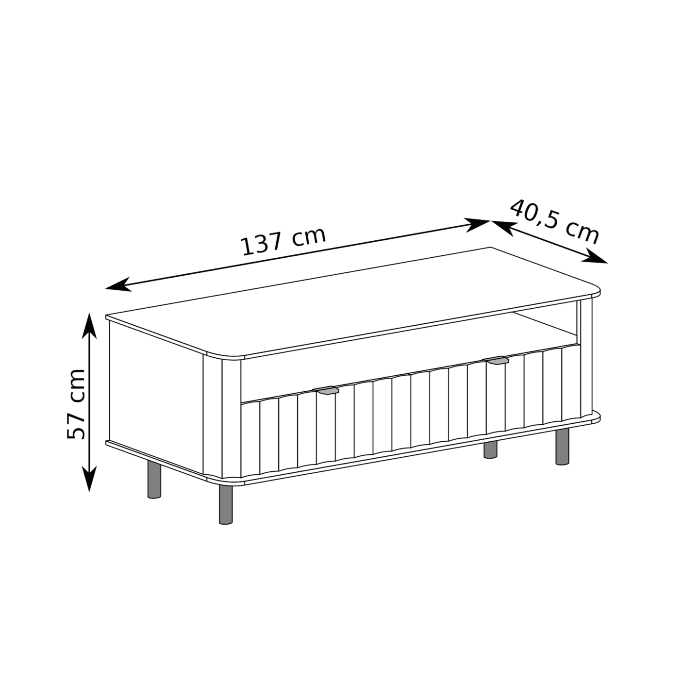 Szafka RTV Belvero 137 cm Biel Alpejska