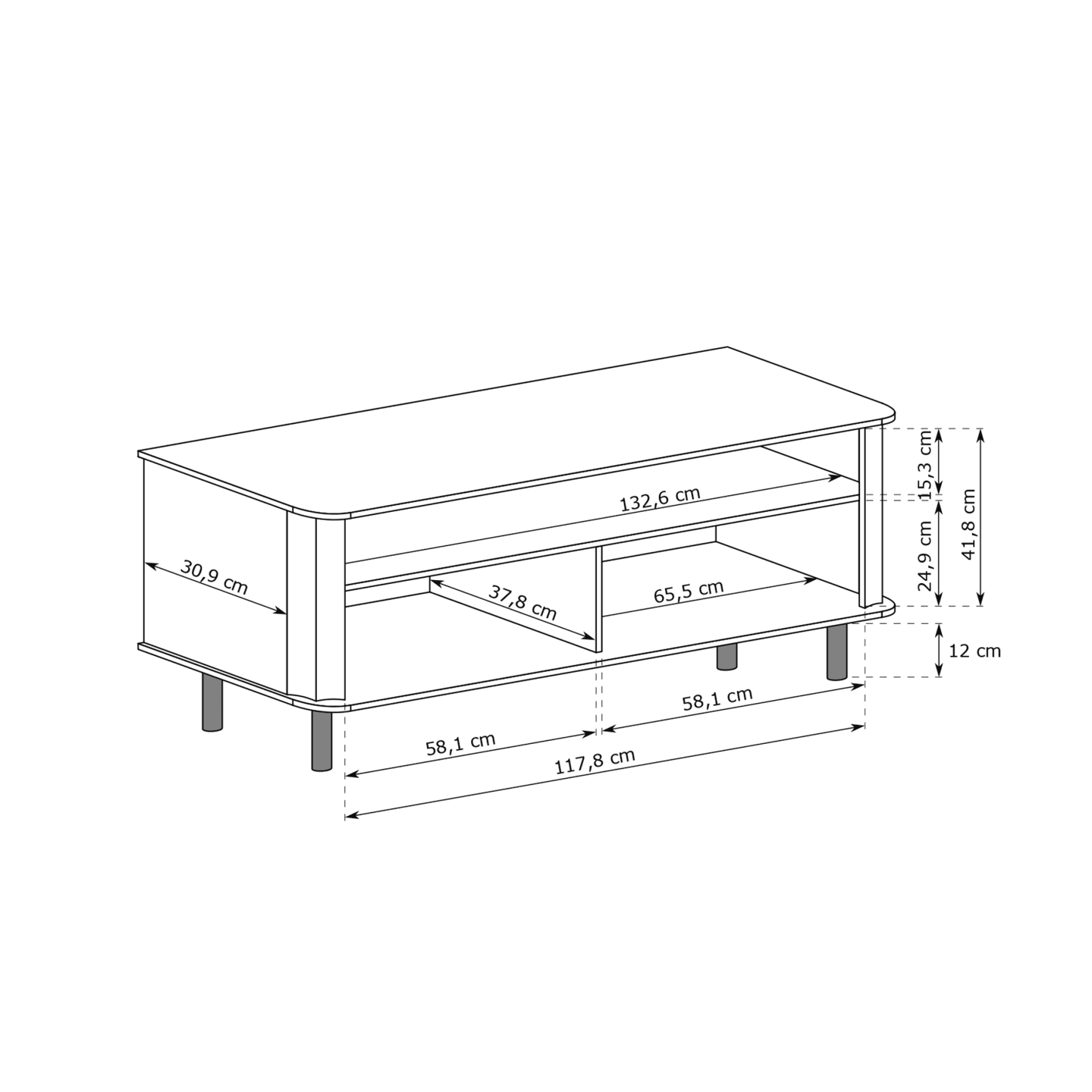 Szafka RTV Belvero 137 cm Biel Alpejska