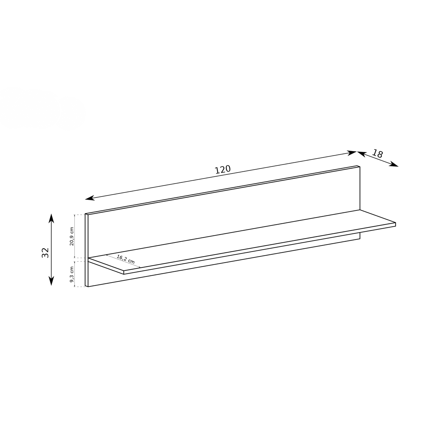 Półka Delvani 120 cm Indygo