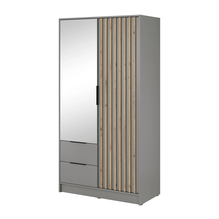 Szafa Bella, szara z lustrem, 105 x 200 cm, lamele