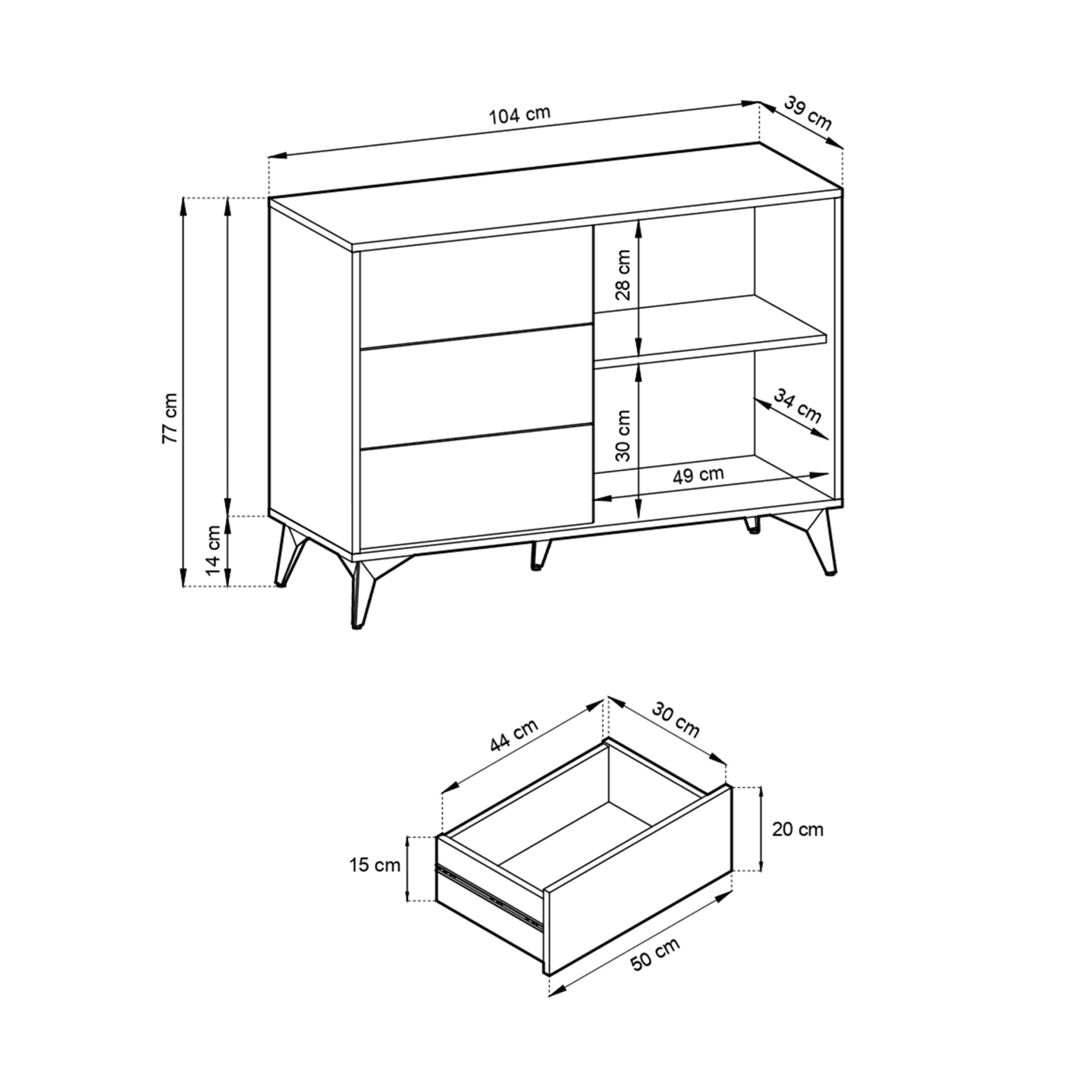 Komoda Astrid 104 cm z trzema szufladami