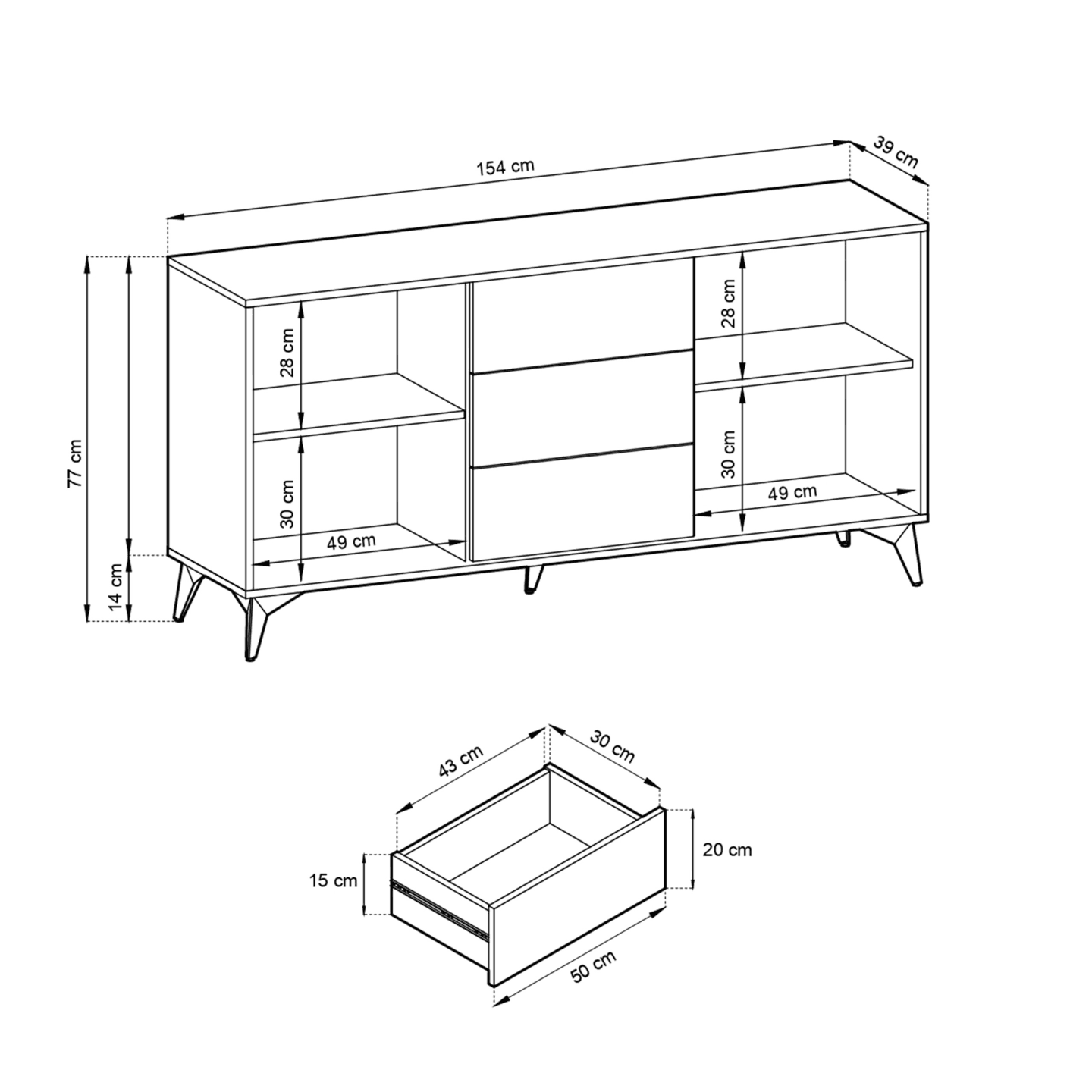 Komoda Astrid 154 cm z szufladami