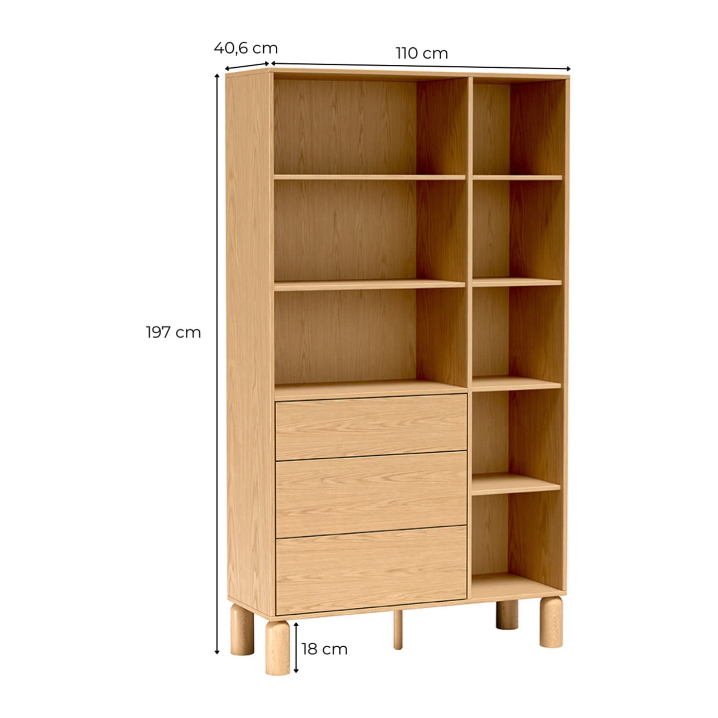 Regał Orvico 110 cm dąb bookmatch
