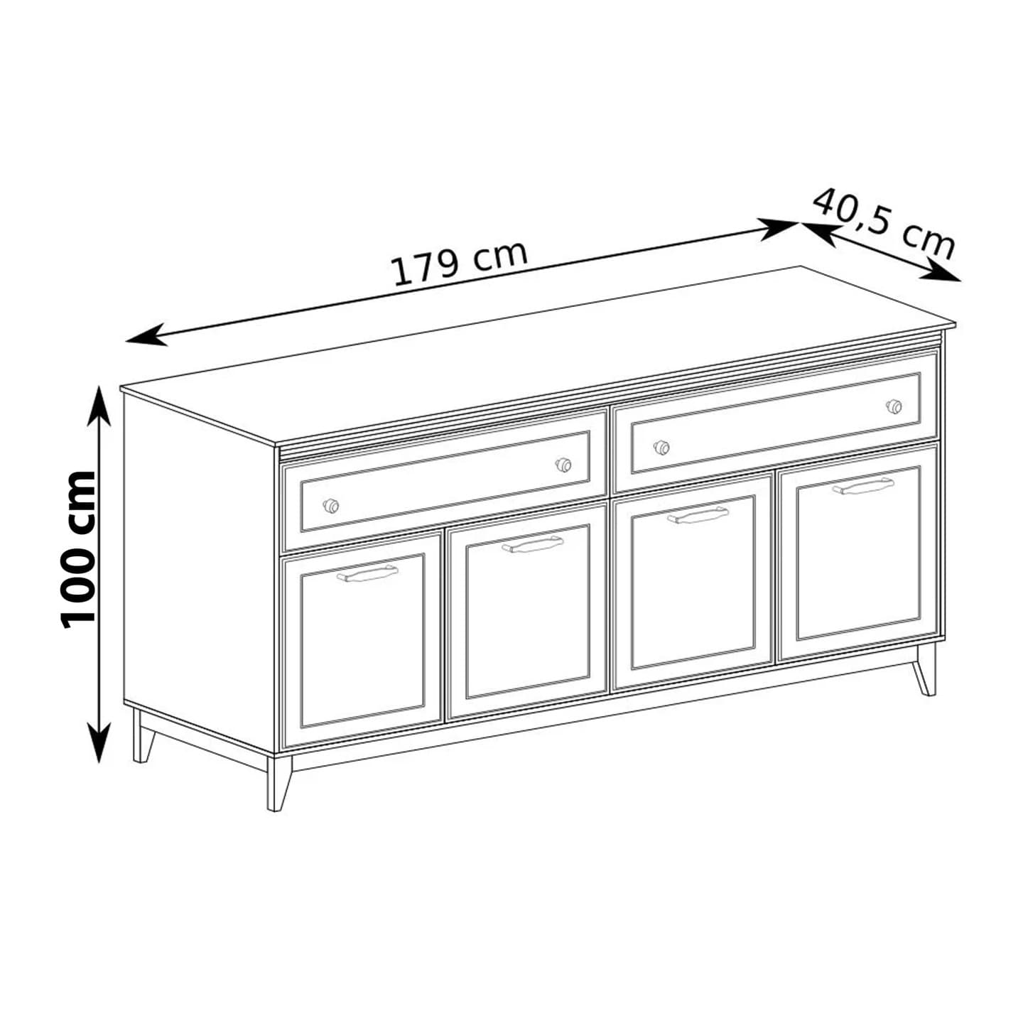 Komoda Harton 180 cm szary diamentowy