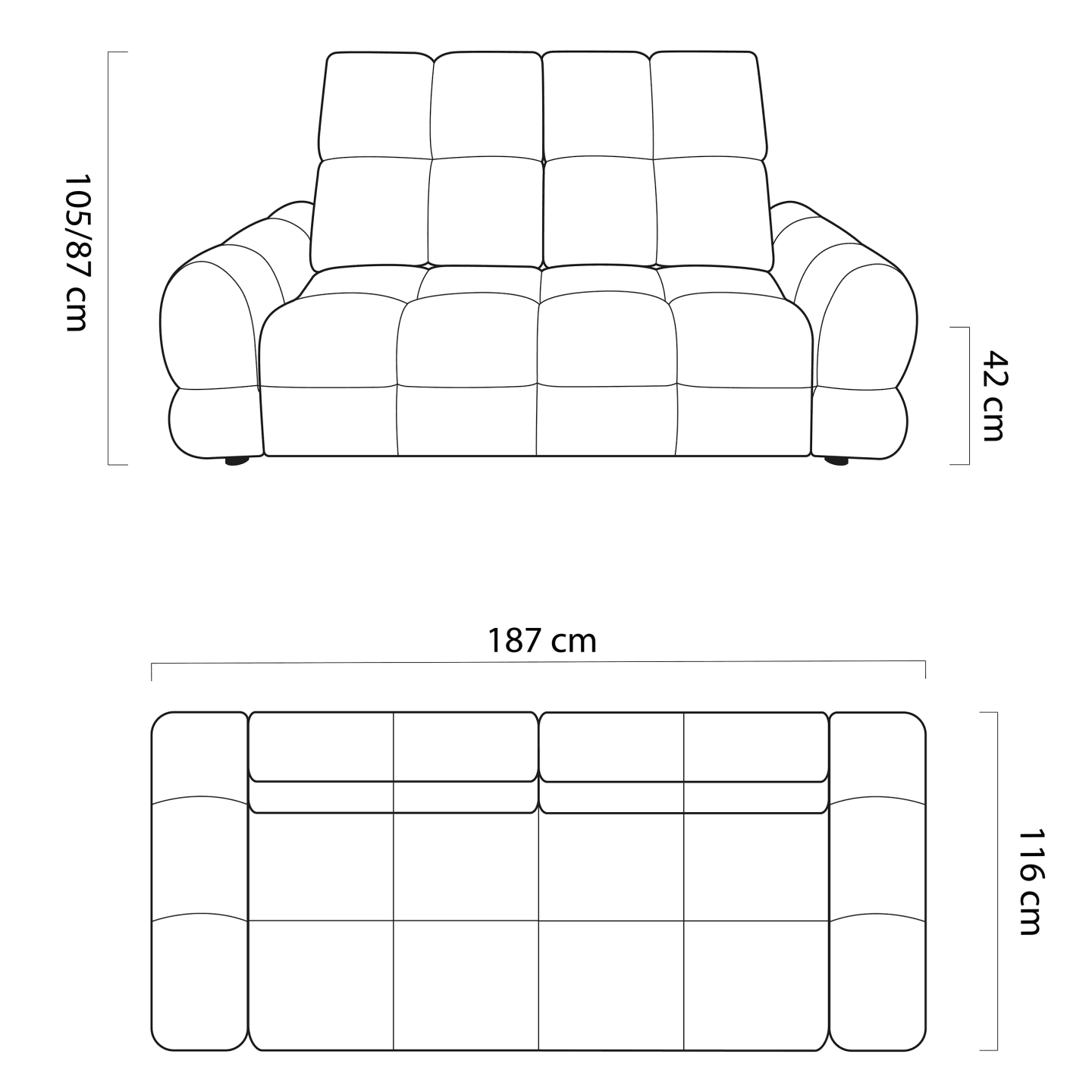 Sofa Tollo S2E z elektrycznie wysuwanym siedziskiem WERSAL
