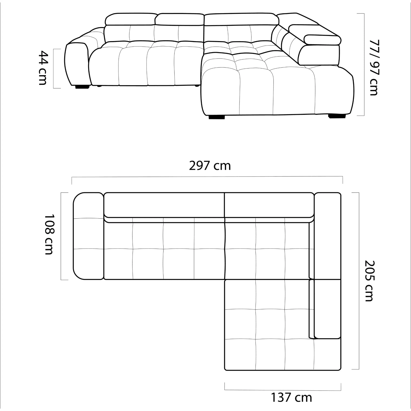 Narożnik BULL L odcienie szarości, Eden 17