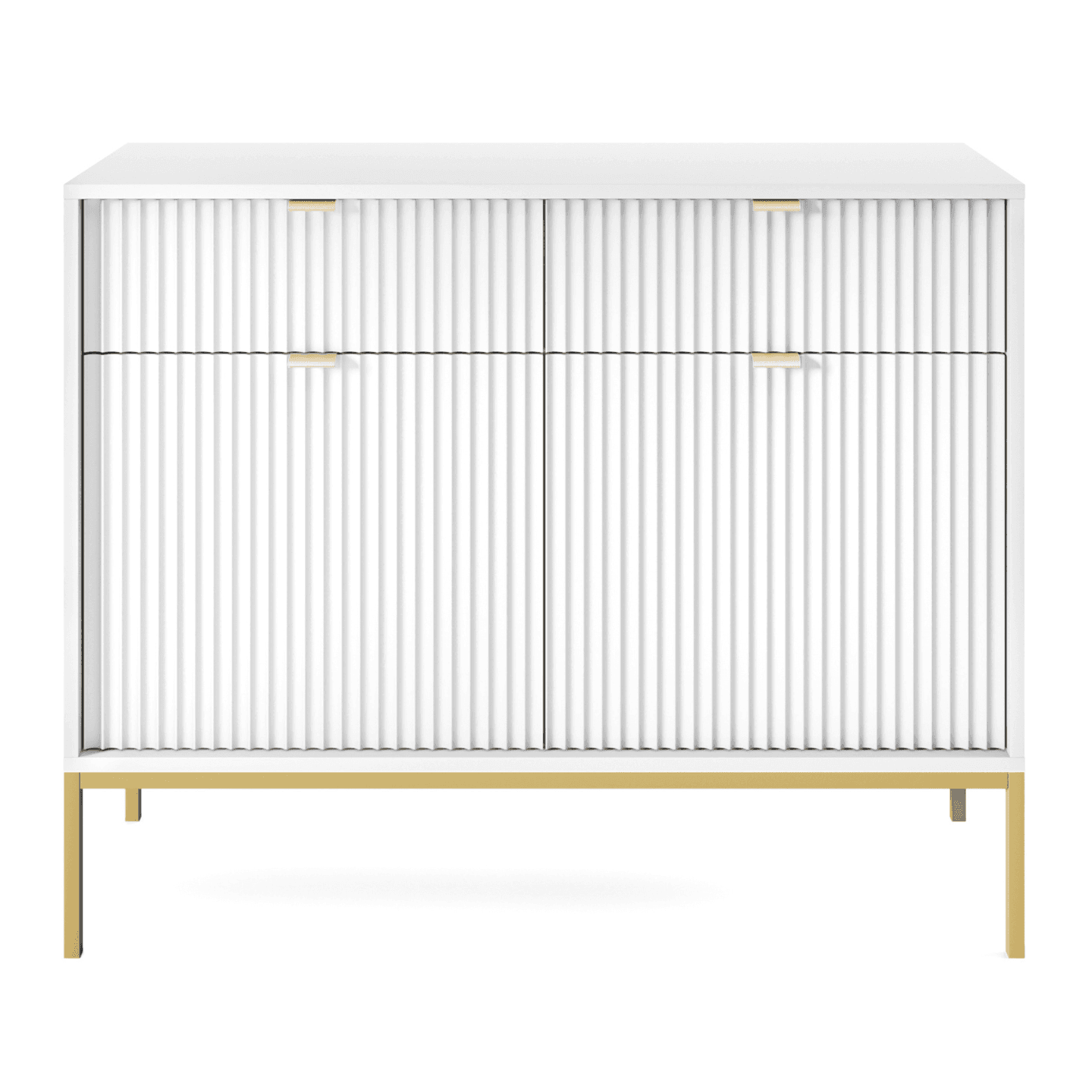 Komoda Crow 104 cm biała + złote nóżki
