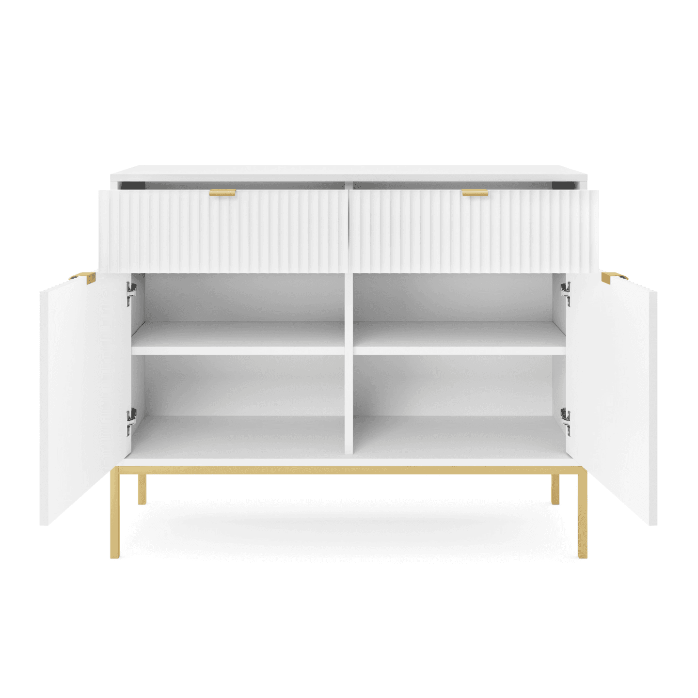 Komoda Crow 104 cm biała + złote nóżki