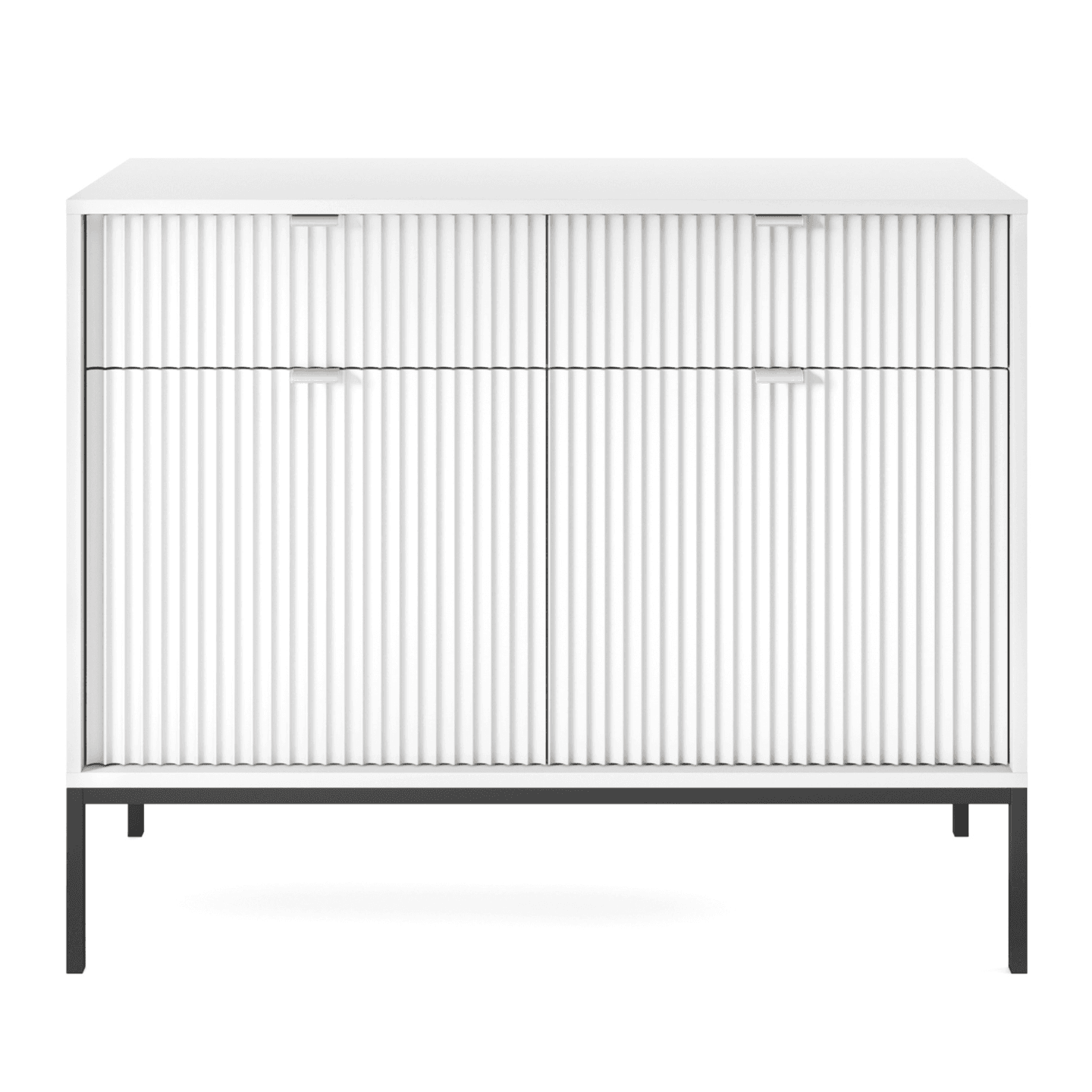 Komoda Crow 104 cm biała + czarne nóżki