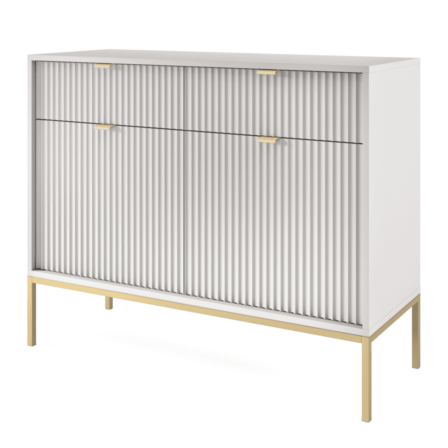 Komoda Crow 104 cm szara + złote nóżki