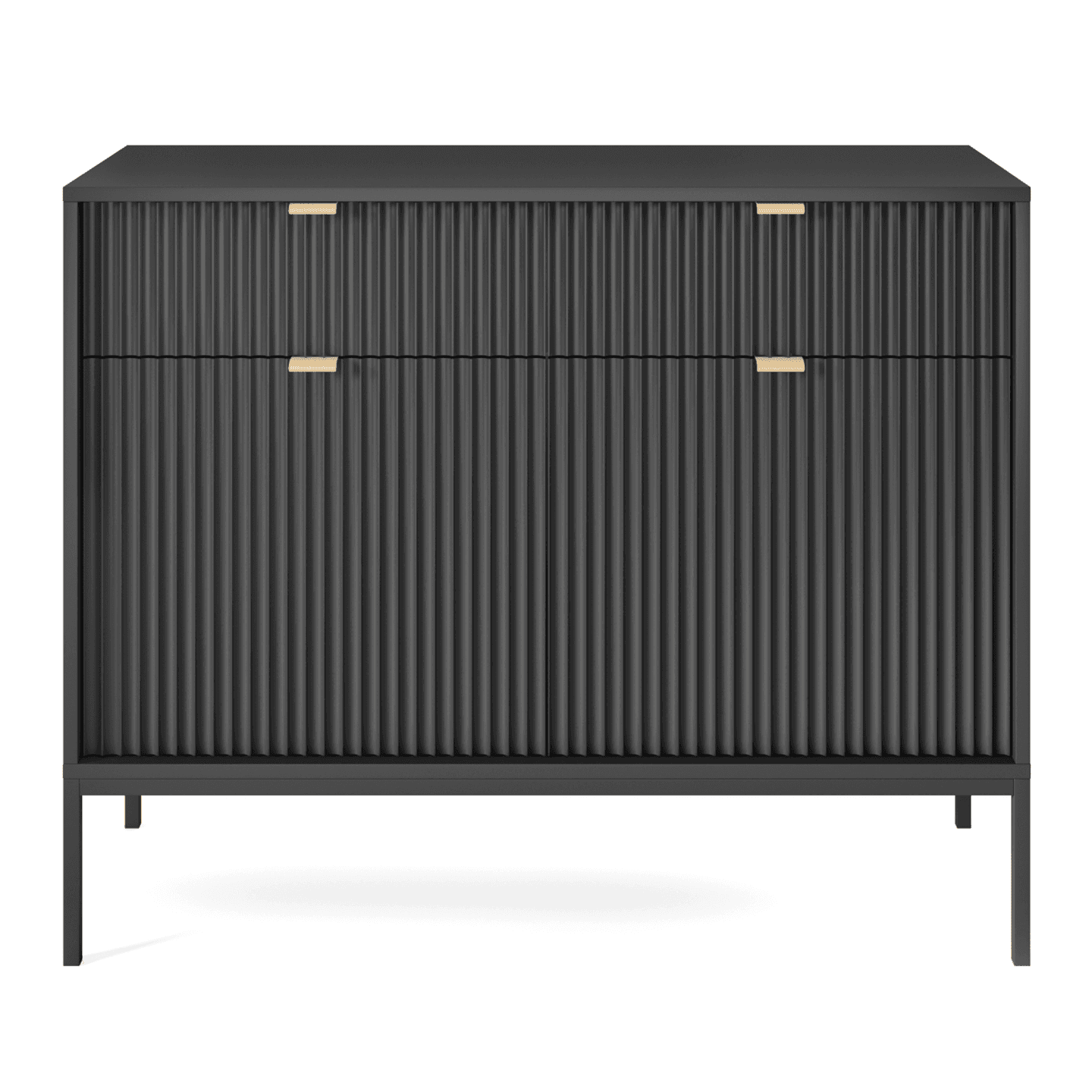 Komoda Crow 104 cm czarna + czarne nóżki