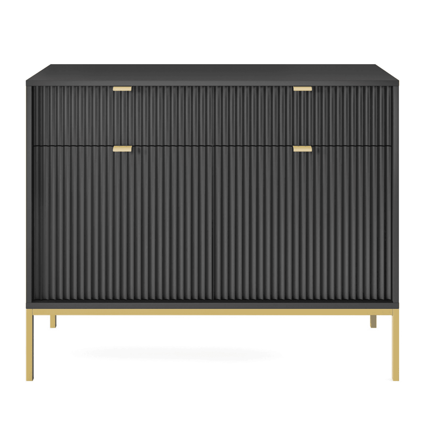 Komoda Crow 104 cm czarna + złote nóżki