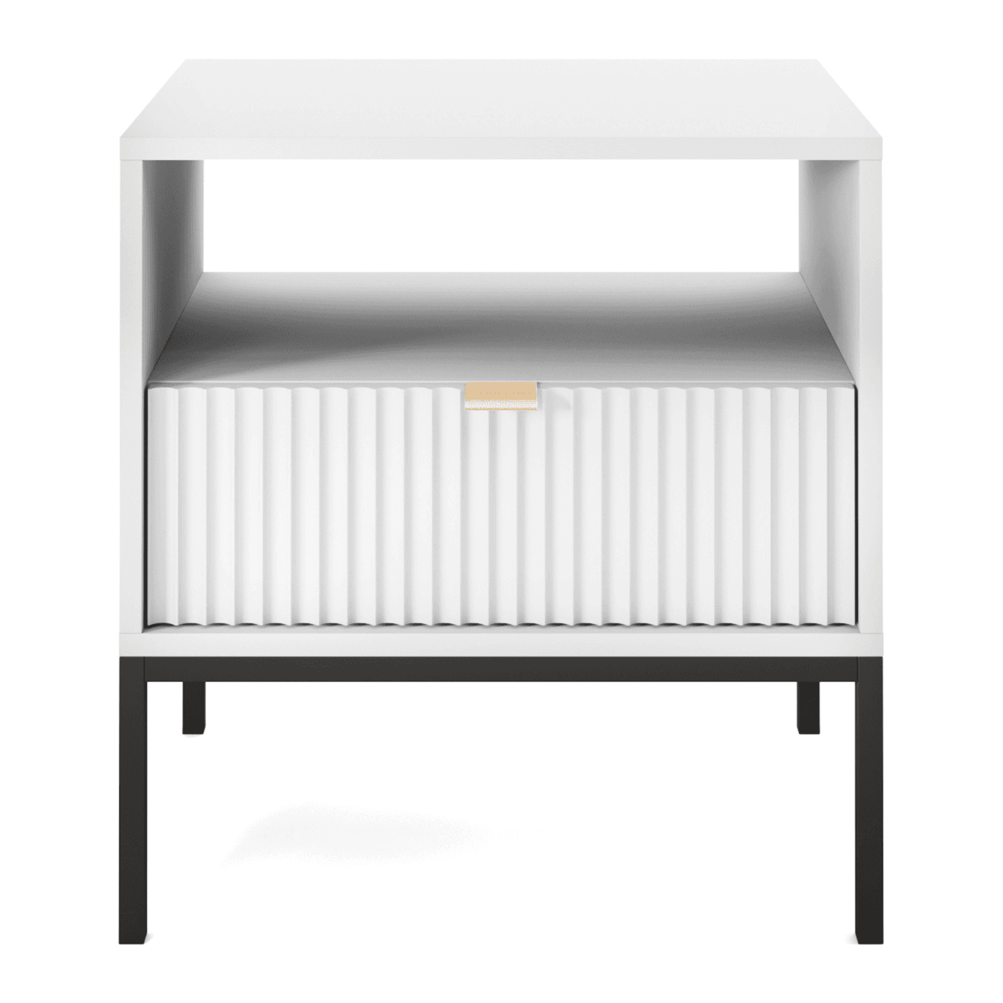 Stolik nocny Crow biały + czarne nóżki