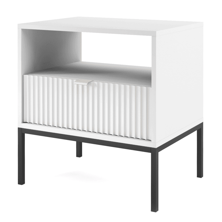 Stolik nocny Crow 54 cm biały + czarny stelaż