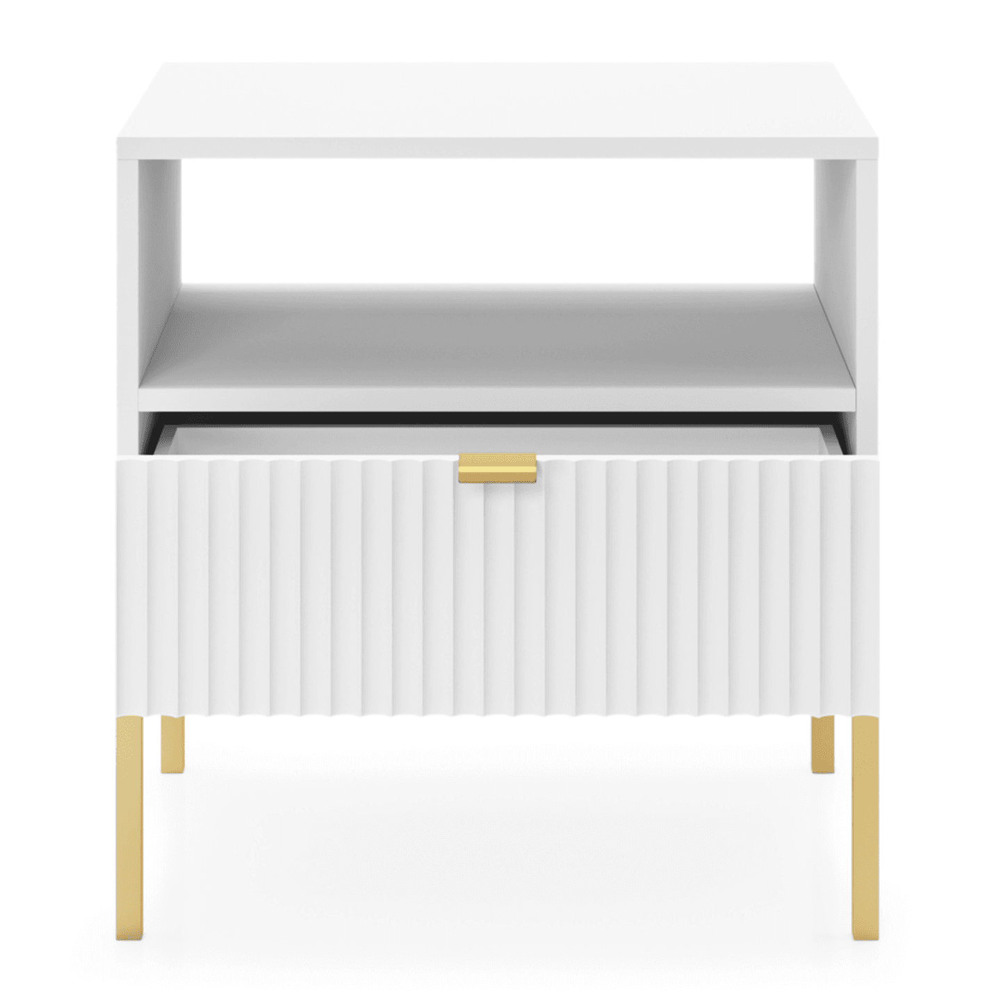 Stolik nocny Crow biały + złote nóżki