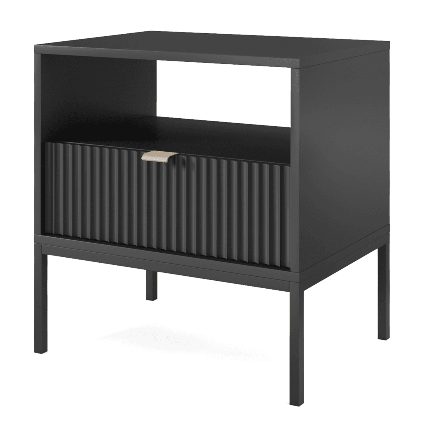 Stolik nocny Crow czarny + czarne nóżki