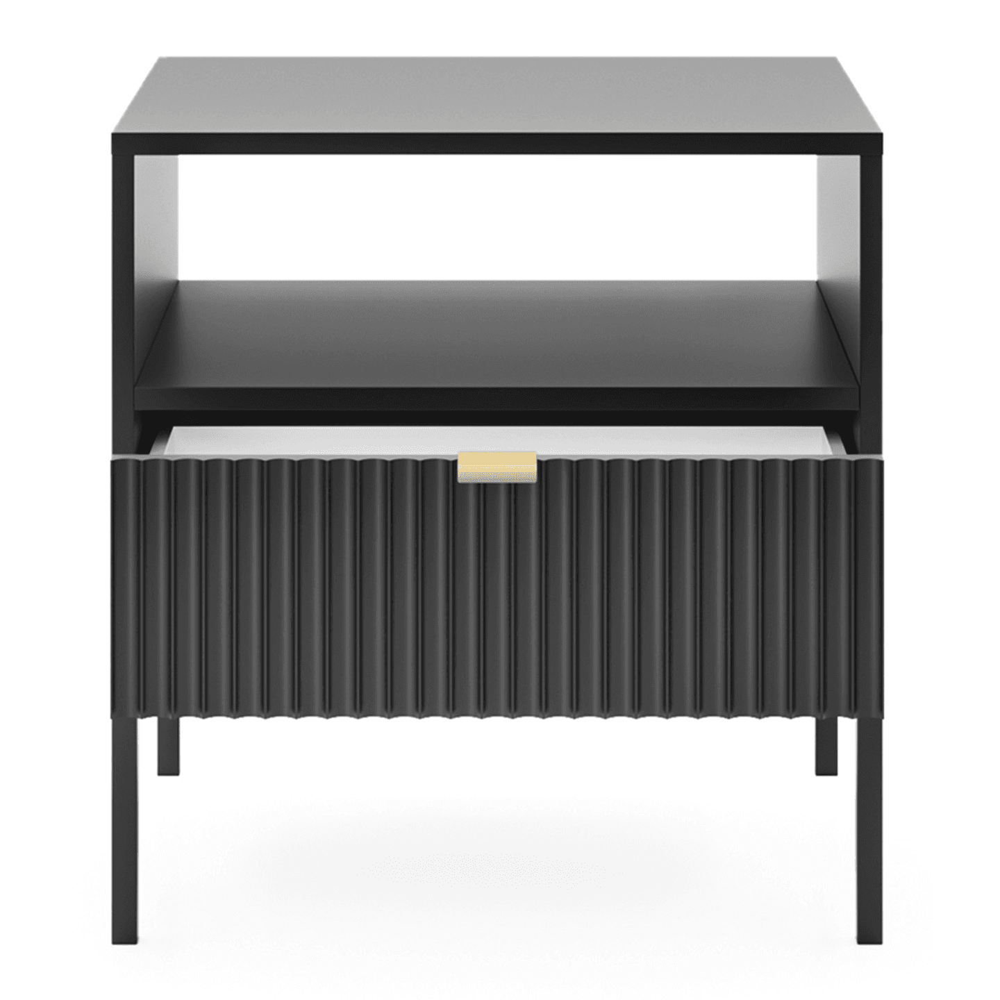 Stolik nocny Crow czarny + czarne nóżki