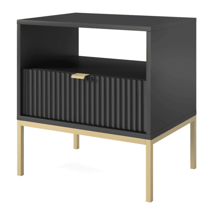 Stolik nocny Crow 54 cm czarny + złoty stelaż