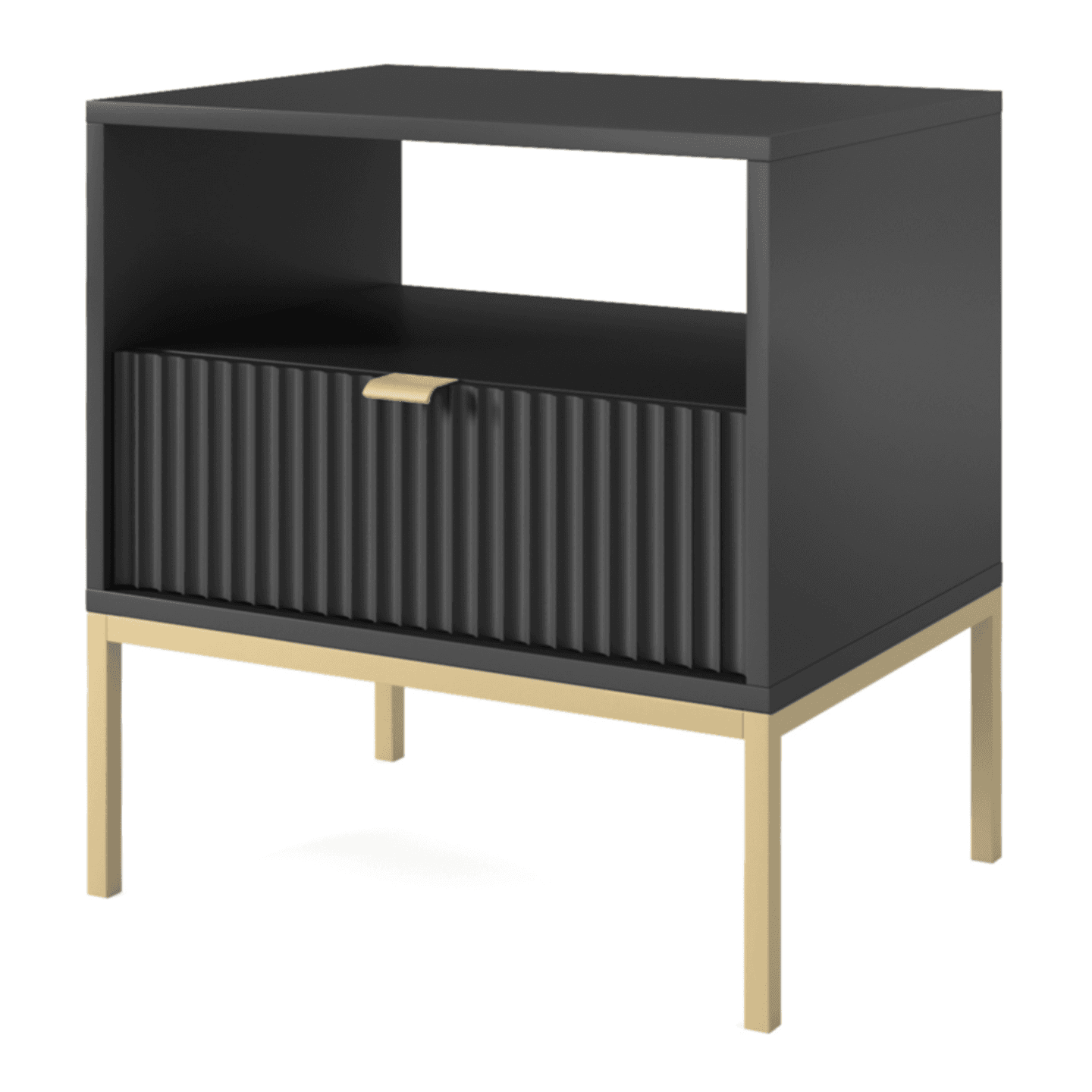 Stolik nocny Crow czarny + złote nóżki