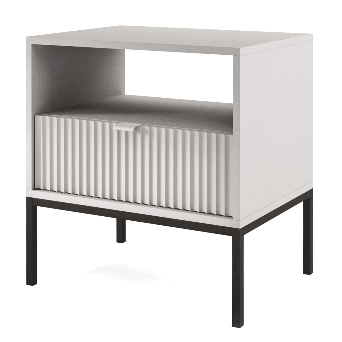 Stolik nocny Crow szary + czarne nóżki