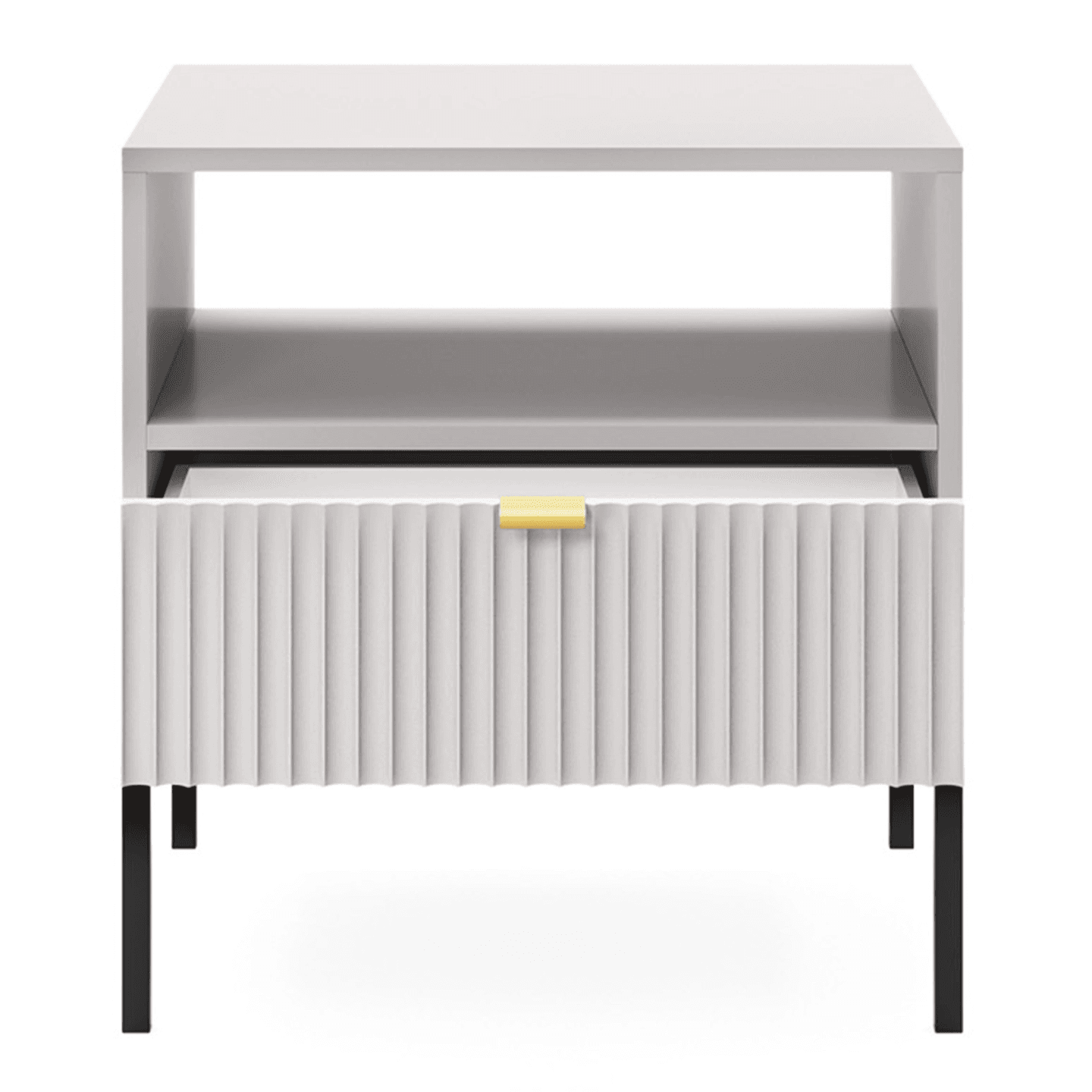 Stolik nocny Crow szary + czarne nóżki