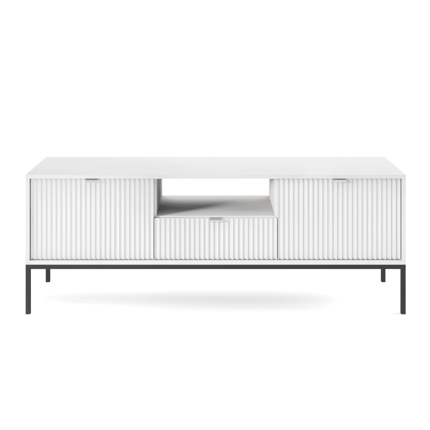 Szafka RTV Crow 154 cm biała + czarne nóżki