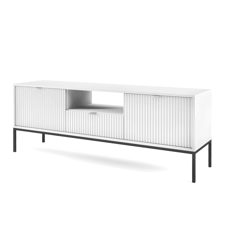 Szafka RTV Crow 154 cm biała + czarny stelaż