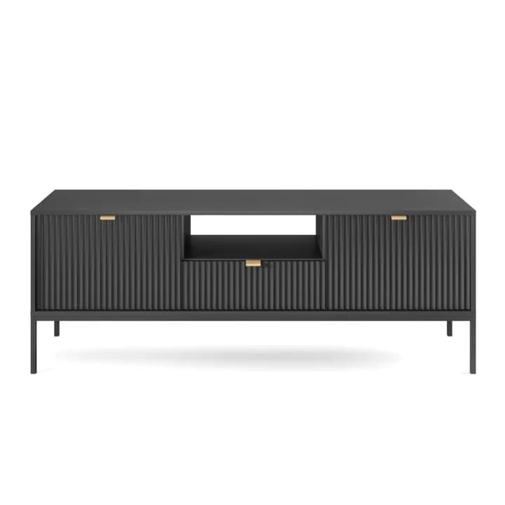 Szafka RTV Crow 154 cm czarna + czarne nóżki