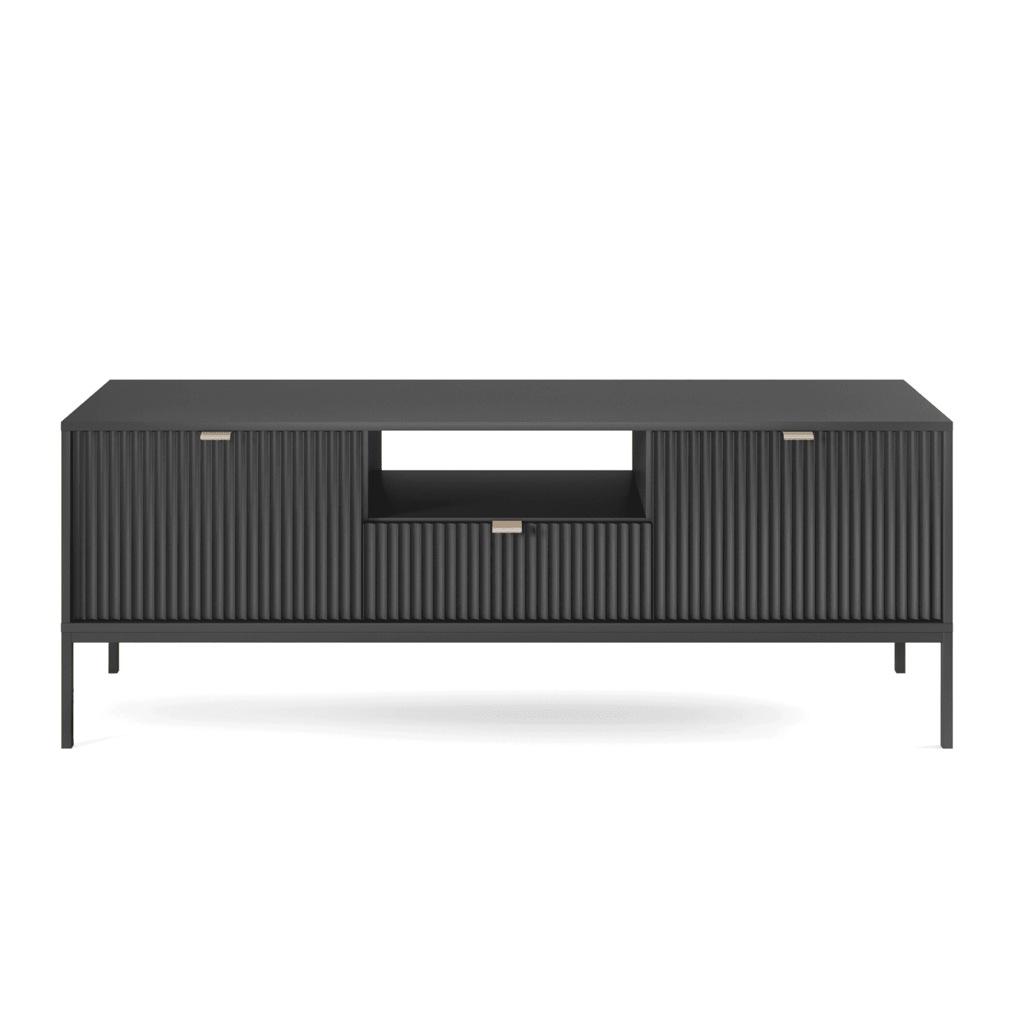 Szafka RTV Crow 154 cm czarna + czarne nóżki