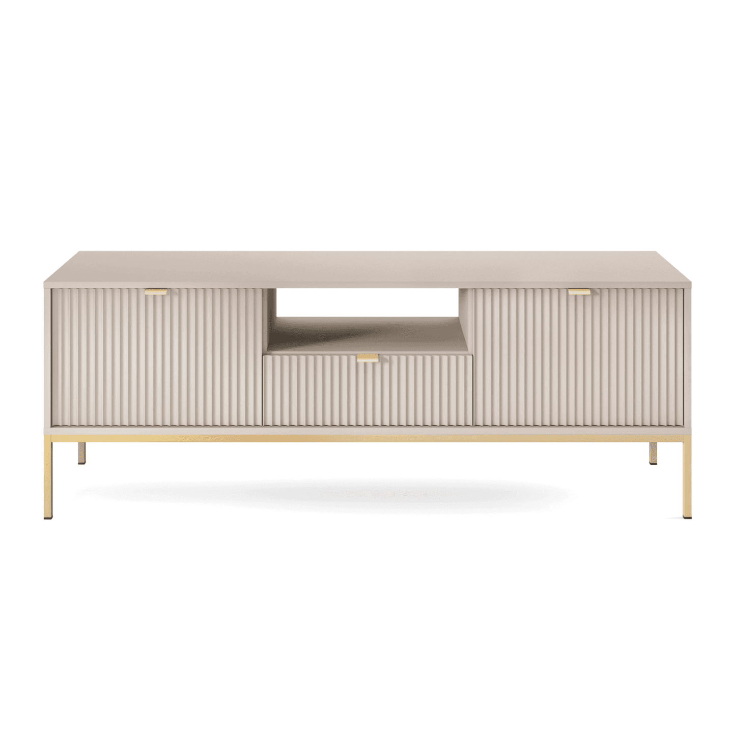 Szafka RTV Crow 154 cm kaszmir + złote nóżki